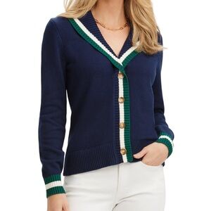 RENWICK Navy and Green Women's Golf Cardigan